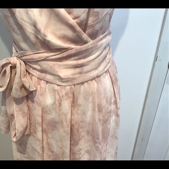 CEREMONY JOANNA AUGUST BOHO HALTER WRAP MUTED PINK FLORAL CHIFFON MAXI DRESS SM - Picture 7 of 11